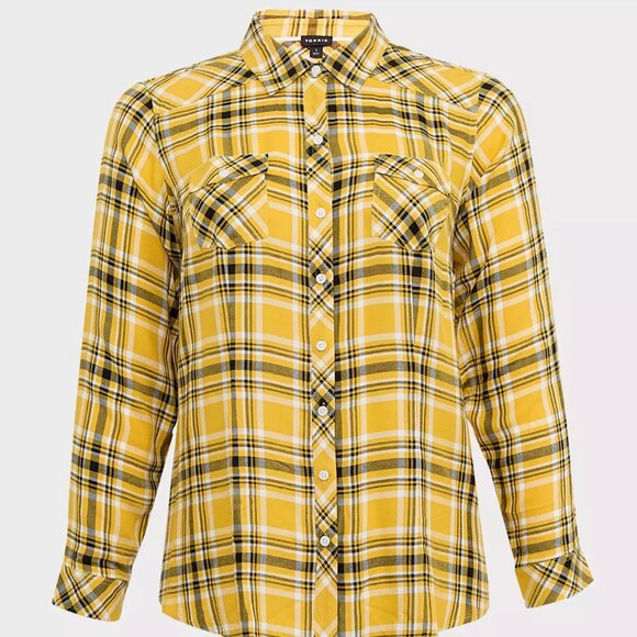 Torrid Challis Button-Down Long Sleeve Shirt - Picture 1 of 5